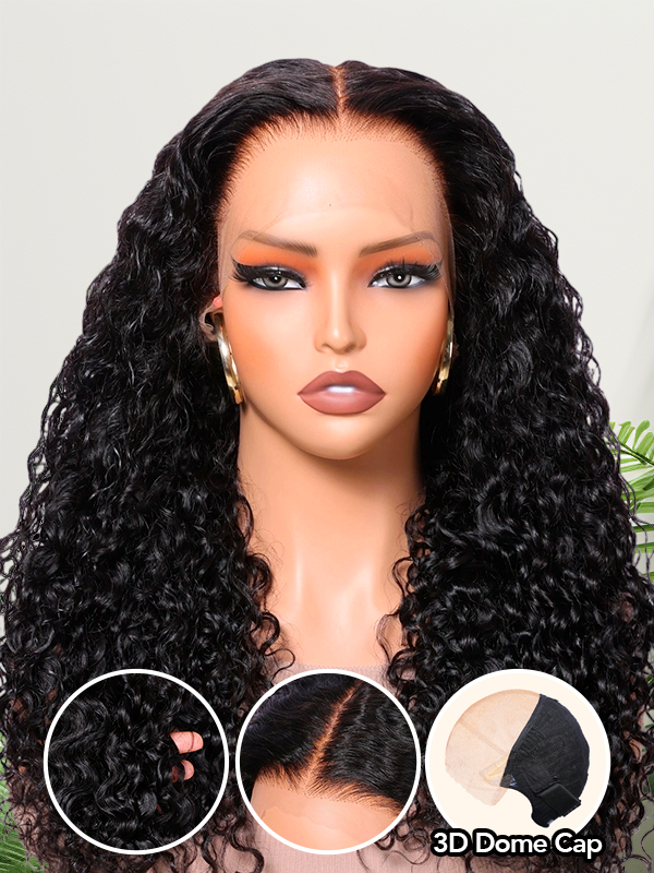 Dewdrop Curl — Natural Black 11×6 HD Lace Glueless Water Wave Wig