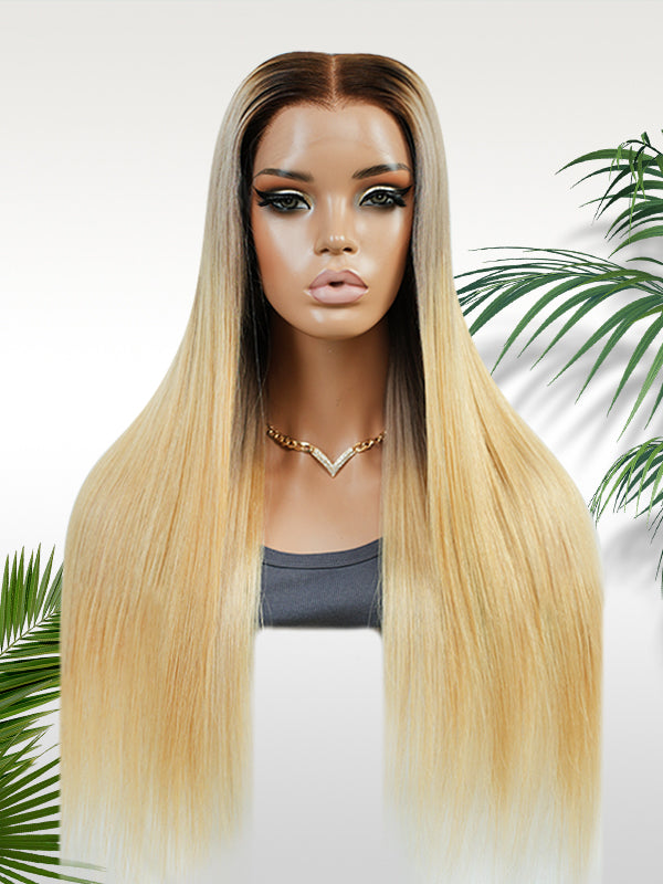 Honey Fern — Honey Blonde Ombre 11×6 HD Lace Glueless Straight Wig