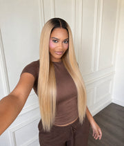 Champagne Lily — Blonde Ombre 11×6 HD Lace Glueless Straight Wig
