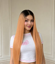 Golden Dahlia — Golden Blonde Ombre 11×6 HD Lace Glueless Straight Wig