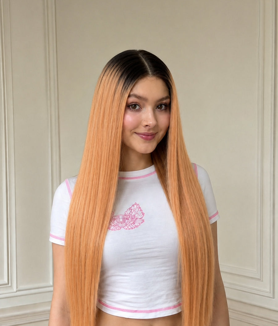 Golden Dahlia — Golden Blonde Ombre 11×6 HD Lace Glueless Straight Wig