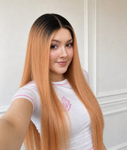 Golden Dahlia — Golden Blonde Ombre 11×6 HD Lace Glueless Straight Wig