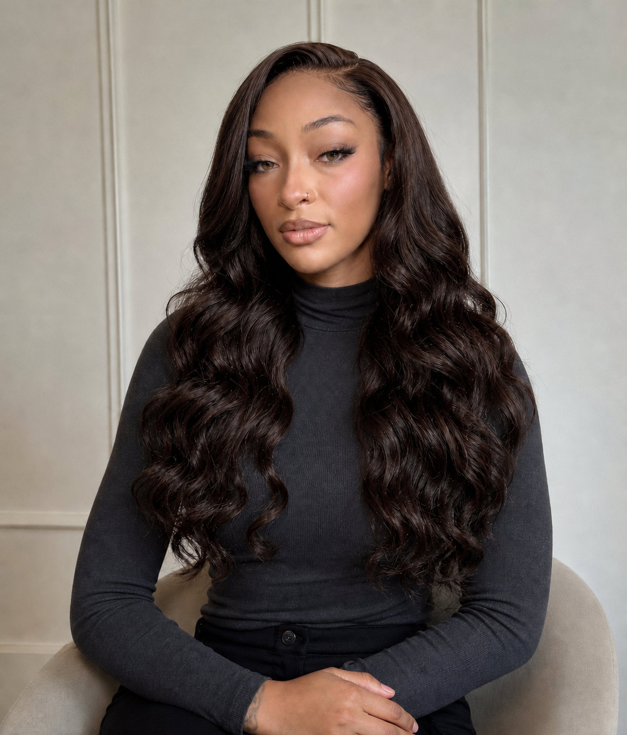 Ebony Tide — Soft Black 11×6 HD Lace Glueless Loose Body Wave Wig