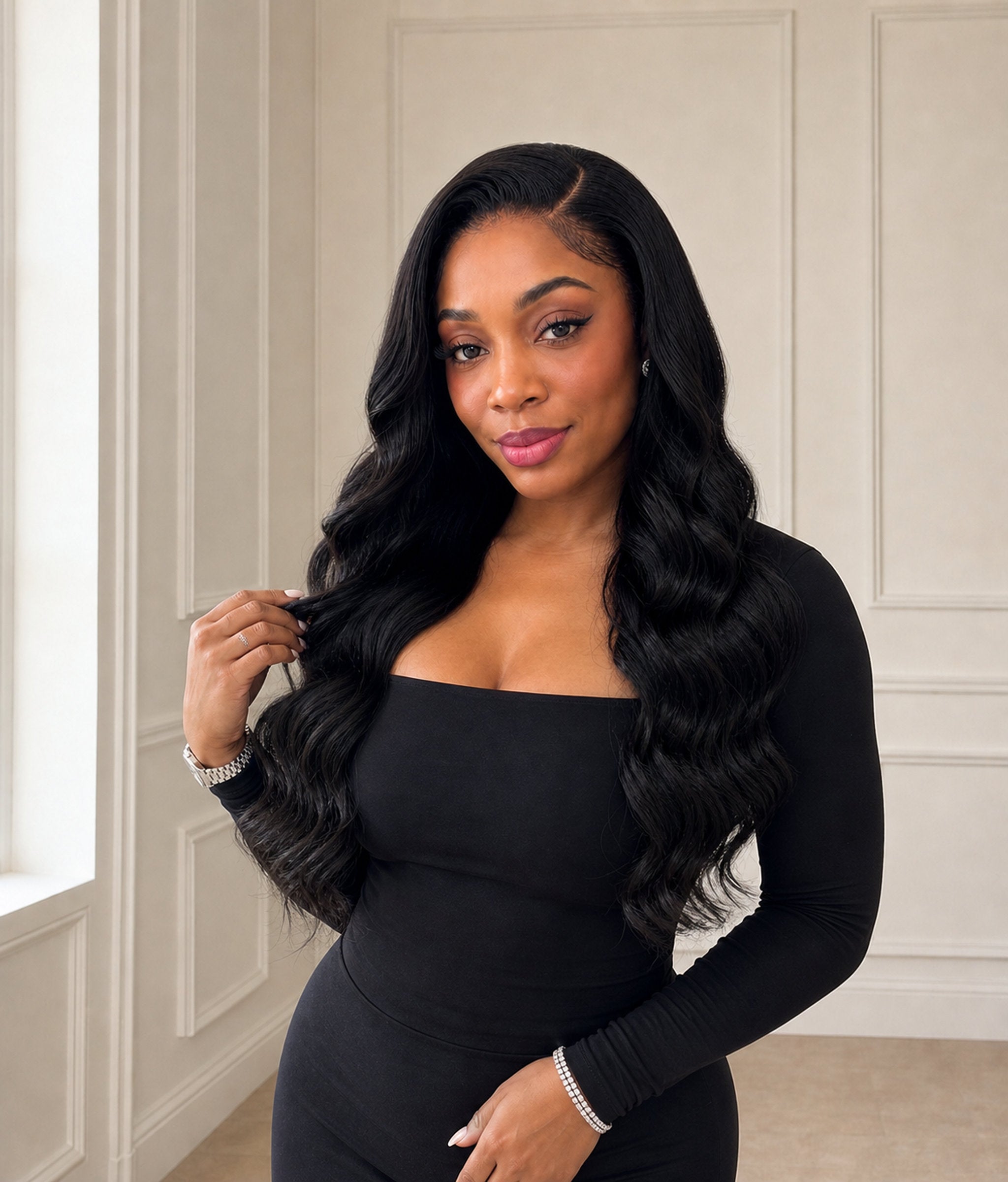 Midnight Petal — Natural Black 11×6 HD Lace Glueless Body Wave Wig