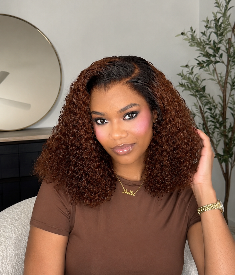 Chestnut Clover — Warm Brown Ombre 13×6 HD Lace Glueless Curly Wig