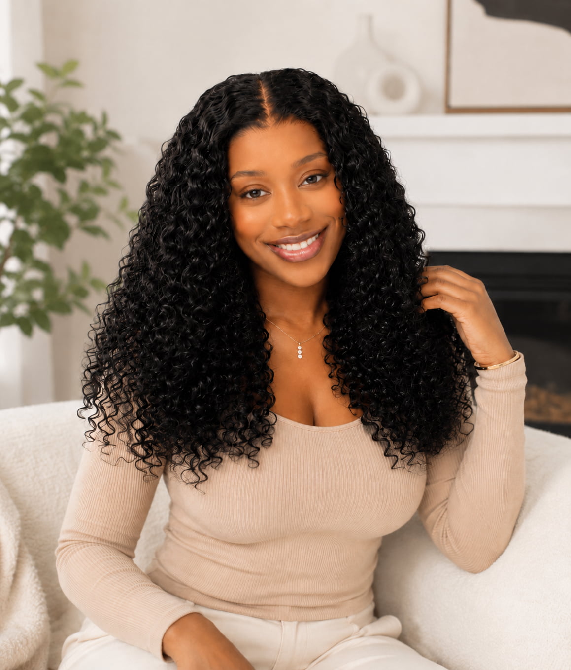 Ebony Ivy — Natural Black 13×6 HD Lace Glueless Curly Wig