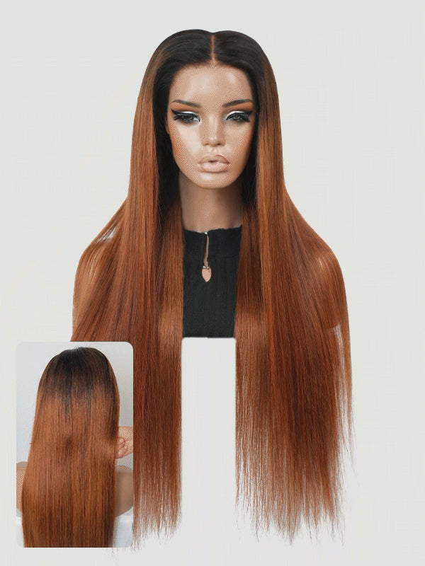 Caramel Orchid — Caramel Brown Ombre 11×6 HD Lace Glueless Straight Wig