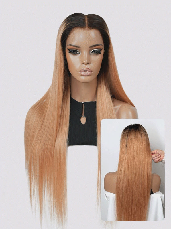 Golden Dahlia — Golden Blonde Ombre 11×6 HD Lace Glueless Straight Wig
